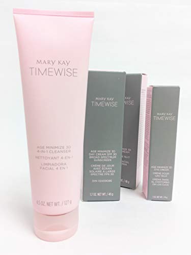 Mary Kay Timewise Set De Limpiador Facial 4 En 1, Crema Facial De Dia Fps 30, Crema Facial Nocturna Y Crema Para El Contorno De Los Ojos, 127+ 48 + 48 +34 G