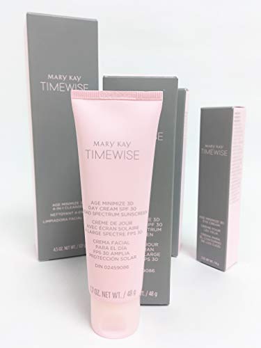 Mary Kay Timewise Set De Limpiador Facial 4 En 1, Crema Facial De Dia Fps 30, Crema Facial Nocturna Y Crema Para El Contorno De Los Ojos, 127+ 48 + 48 +34 G