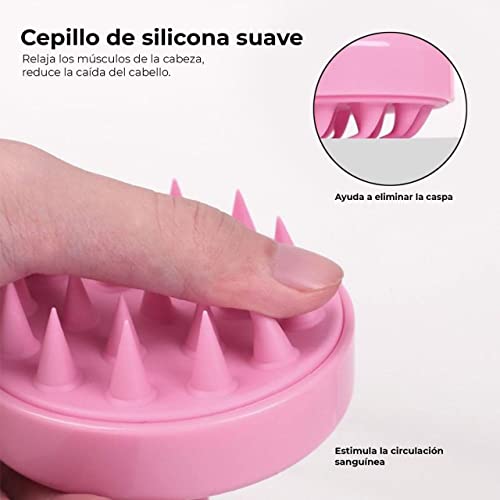 Masajeador cuero cabelludo | Cepillo de silicona suave para champú y masaje cabeza | Limpieza profunda para el cuidado del pelo | Estimula Crecimiento del Cabello | Profunda relajación anti estrés