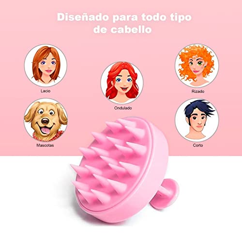 Masajeador cuero cabelludo | Cepillo de silicona suave para champú y masaje cabeza | Limpieza profunda para el cuidado del pelo | Estimula Crecimiento del Cabello | Profunda relajación anti estrés