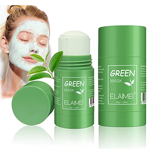 Máscara de té verde, 2 Piezas De Arcilla Purificadora De Té Verde, MáScara De Limpieza Facial Hidratante, Control De Aceite, Barra De MáScara De Té Verde De Limpieza Profunda De Poros