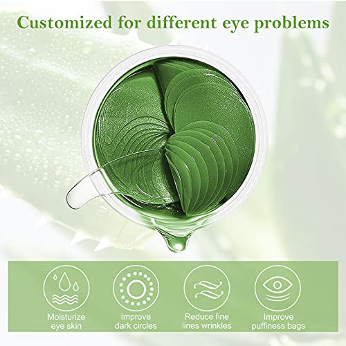 Máscara para los Ojos, Parches Ojos, Aloe Vera Gel, Eye Mask, con Colágeno y Ácido Hialurónico, para Arrugas Ojeras Bolsas de los Ojos y la Hinchazón, Hidratante de Larga Duración,Anti Edad