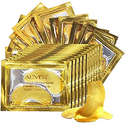 Máscara para Ojos de Colágeno, 24K Oro Parches para los Ojos, Eye Mask, Contorno de Ojos Antiarrugas, Anti Edad para Ojeras, Bolsas, Patas de Gallo e hinchazón 25 pares