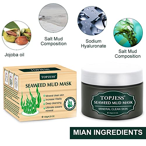 Mascarilla de algas marinas, Mascarilla de espinilla, Mascarillas Hidratantes, Mascarilla Purificante y Exfoliante, Reduce Poros,Piel Muerta, Arcillas Faciales para Anti Poros Acné Puntos Negros