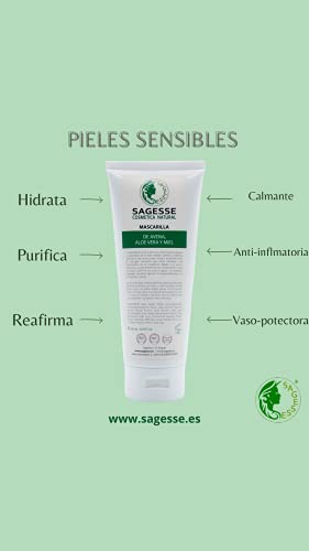 MASCARILLA DE AVENA, ALOE VERA Y MIEL. NATURAL Y VEGANA DE SAGESSE COSMETICA NATURAL. 200ml