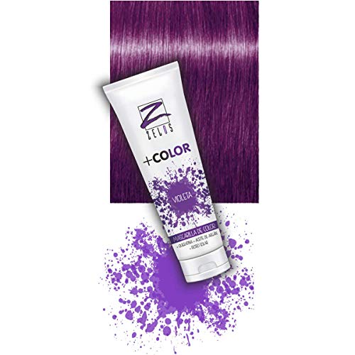 Mascarilla de Color para el Pelo - Violeta - 200 ml - Mascarilla Acondicionadora - Queratina y Aceite de Argán - Potencia el Color Desgastado o Crea Tonos Fantasía - Uso Profesional - Zelos +Color