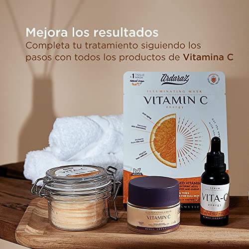 Mascarillas faciales Hidratantes Anti Manchas con Vitamina C Estabilizada y Acido Hialurónico. Mascarillas faciales Pack de 5. Potente acción Hidratante. Tejido Natural de Fibra de Frutas Ardaraz