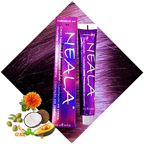 Matizador Profesional SIN AMONIACO y libre de PPD y MEA - V+- Violeta -Intensificador de color Violeta o Lila especial para mechas- NEALA 100ml.