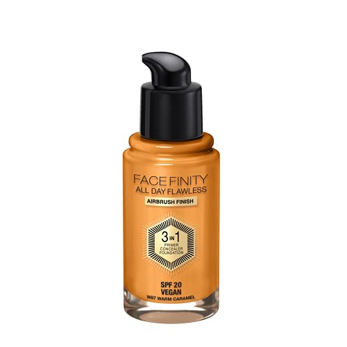 Max Factor Facefinity 3 en 1 All Day Flawless Air bursh& Vegan, Base de Maquillaje, Tono 87