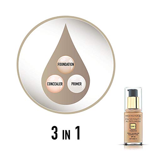 Max Factor FaceFinity 3 en 1 All Day Flawless Base de Maquillaje Tono 065 Rose Beige - 30 ml