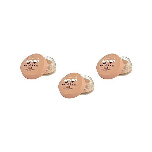 Maybelline New York Base de maquillaje Dream Mat Mousse 30 Sable, Juego de 3 (3 x 18ml)