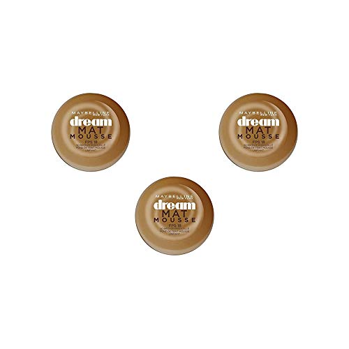 Maybelline New York Base de maquillaje Dream Mat Mousse 50 Bronze Ensoleillé, Juego de 3 (3 x 18ml)