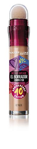 Maybelline New York Borrador Corrector De Ojeras, Bolsas E Imperfecciones Tono 02 Nude Pieles Medio Claras - Edición Limitada - 6Ml