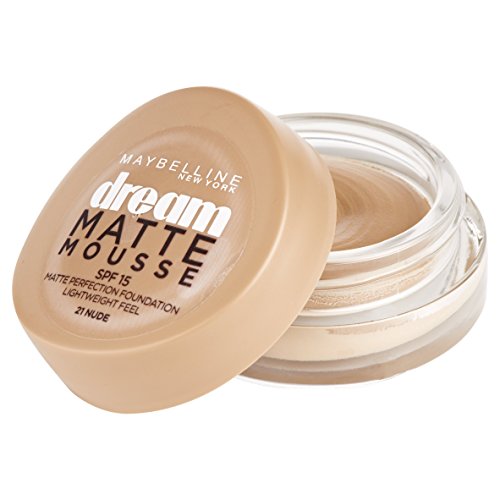 Maybelline New York - Dream Matte Mousse, Base de maquillaje, 021 Nude, 18ml