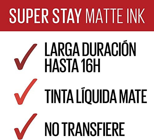 Maybelline New York, Superstay Matte Ink, Pintalabios Líquido Mate De Larga Duración, Color Altamente Pigmentado, Tono, 30 G, 330 Innovator, Vanilla, 5 Mililitro