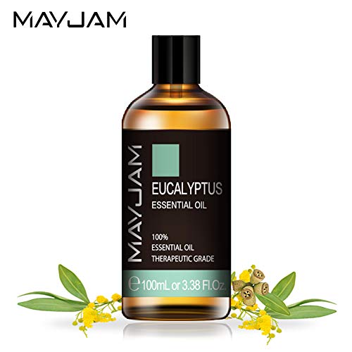 MAYJAM Aceites Esenciales de Eucalipto 100 ml, 100% Aceites Esenciales Naturales Puros, Aceite Esencial de Aromaterapia de Grado Terapéutico, aceites de Fragancia para Difusor, Regalos Perfectos