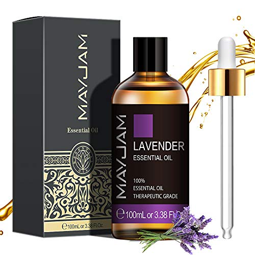 MAYJAM Aceites Esenciales de Lavanda 100 ml, 100% Aceites Esenciales Naturales Puros, Aceite Esencial de Aromaterapia de Grado Terapéutico, Aceites de Fragancia para Humidificador, Regalos Perfectos