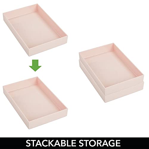 mDesign Cajas de plástico para organizar maquillaje – Organizador de cosméticos apilable para baño o tocador – Caja de maquillaje para labiales, antiojeras y más cosméticos – rosa claro