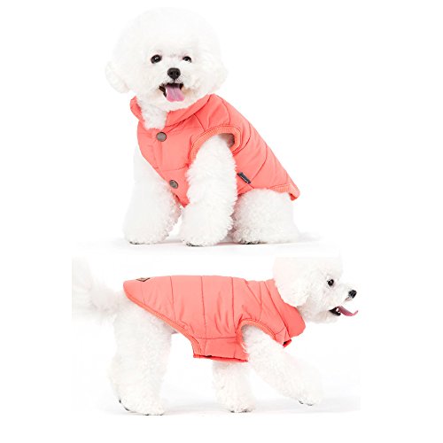 meioro Chaquetas para Perros Calentar Abrigos Ropa para Perros Cat West Abrigo Forrado de Invierno Chaleco de Ropa de Gato Pug Bulldog Francés (S, Rosado)