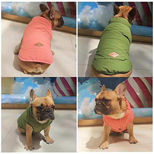 meioro Chaquetas para Perros Calentar Abrigos Ropa para Perros Cat West Abrigo Forrado de Invierno Chaleco de Ropa de Gato Pug Bulldog Francés (S, Rosado)