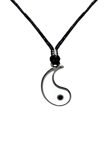 Memories Pack 2 Colgantes Yin/Yang Ajustable de Acero Inoxidable Ajustable | Collar Masculino/Femenino/Unisex | Regalo Parejas y Amigos