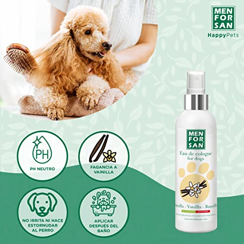 Menforsan Agua de colonia para perros con aroma a vainilla 125ml - Pack de 3 unidades