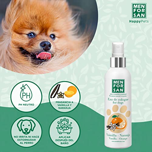 MENFORSAN Colonia para perros vainilla y naranja 125ml, Aroma dulce, afrutado y duradero