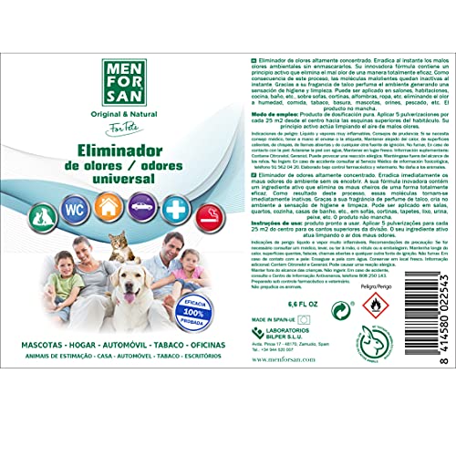 Menforsan - Spray Eliminador de olores 250ml, especial hogar con mascotas, erradica al instante cualquier mal olor, apto para todo tipo de superficies