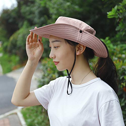 MengH-SHOP Sombrero de Sol al Aire Libre Mujer Sombrero de Cola de Caballo Plegable Gorro de Pescador Gorras de ala Ancha de Malla Sombrero de Verano Visor 56-58CM (Rosado)