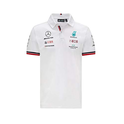 Mercedes-AMG Petronas - Mercancía Oficial de Fórmula 1 2021 Colección - Hombre - Polo - Manga Corta - Blanco - S