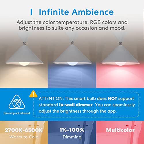 Meross Bombilla LED Multicolor, Inteligente, WiFi, Regulable, Mando a distancia, 9W E27, RGBWW, 2700-6500 K, Compatible con Alexa, Google Home e IFTTT. MSL120B