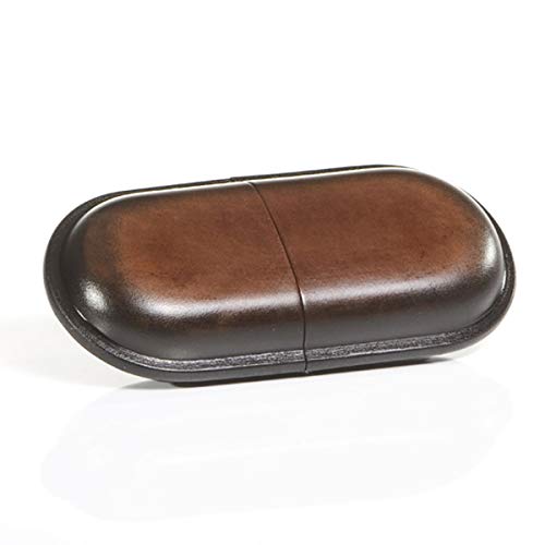 Mika 28063702 – Funda para Gafas de Piel auténtica, Funda Redonda para Gafas, para Hombres y Mujeres, Estuche para Gafas de Sol en marrón, Aprox. 16 x 8 x 3 cm