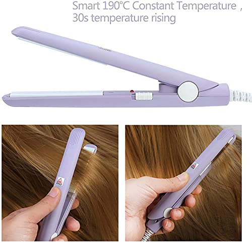 Mini Plancha de Pelo Portátil, 2 en 1 Pinza Cerámica Rizador Peluqueria Planchas Turmalina para Cabello Rizador para Rizar para Cabello ambos de Seco Húmedo