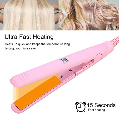 Mini Plancha de Pelo Portátil, 2 en 1 Pinza Cerámica Rizador Peluqueria Planchas Turmalina para Cabello Rizador para Rizar para Cabello ambos de Seco Húmedo