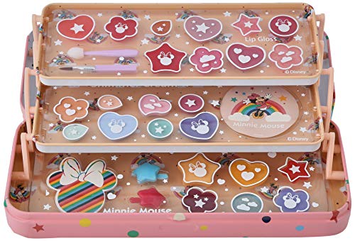 Minnie Mouse Lip & Face Tin - Set de Maquillaje para Niñas - Maquillaje Minnie - Neceser Maquillaje, Selección de Productos Seguros en una Lata de Maquillaje Reutilizable con 3 Pisos