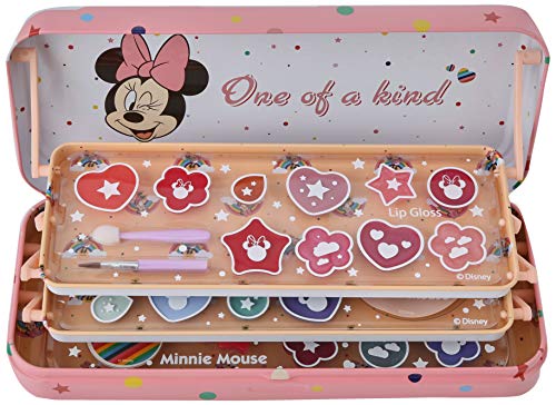 Minnie Mouse Lip & Face Tin - Set de Maquillaje para Niñas - Maquillaje Minnie - Neceser Maquillaje, Selección de Productos Seguros en una Lata de Maquillaje Reutilizable con 3 Pisos