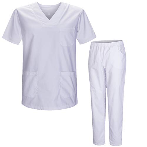 MISEMIYA - Casaca Y PANTALÓN Sanitarios Unisex Uniformes Sanitarios MÉDICOS Conjuntos Sanitarios 8178 - M, Blan