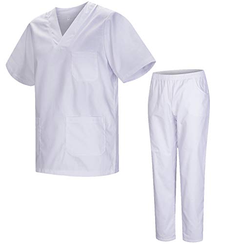 MISEMIYA - Casaca Y PANTALÓN Sanitarios Unisex Uniformes Sanitarios MÉDICOS Conjuntos Sanitarios 8178 - M, Blan