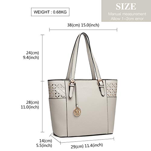 Miss Lulu Bolsas Mano para Mujer Bolso de Hombro Shopper Grande para Mujer Cuero Sintética (Gris-1)