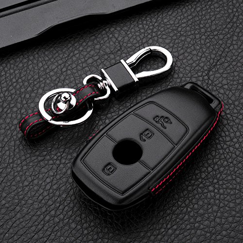 M.JVisun Llave del Coche Real Cuero Funda Protectora Para Mercedes-Benz 2019-2021 A-Clase C-Clase G-Clase 2017-2021 E-Clase 2018-2021 S-Clase Inteligente Llave - Cuero - Negro