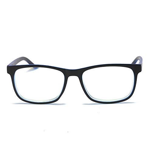 MMOWW Gafas de lectura anti-Blu-ray, gafas cuadradas de moda para ordenador para hombres y mujeres con bisagra de resorte antifatiga(azul,+1.5)