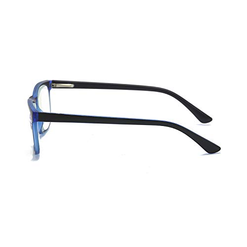 MMOWW Gafas de lectura anti-Blu-ray, gafas cuadradas de moda para ordenador para hombres y mujeres con bisagra de resorte antifatiga(azul,+1.5)