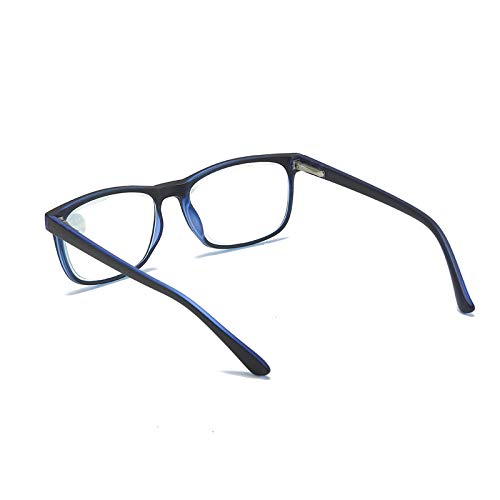 MMOWW Gafas de lectura anti-Blu-ray, gafas cuadradas de moda para ordenador para hombres y mujeres con bisagra de resorte antifatiga(azul,+1.5)