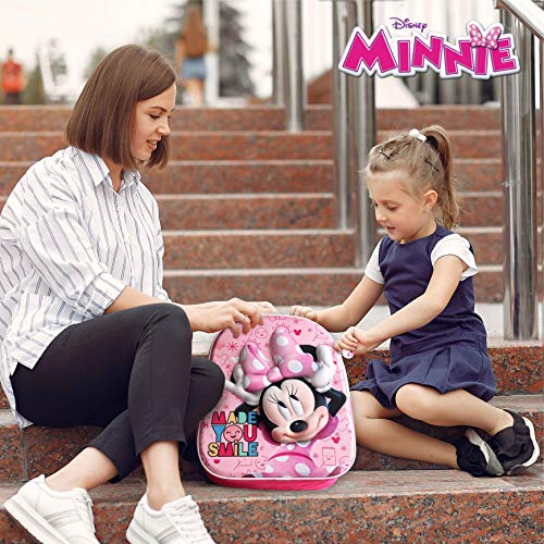 Mochila Infantil 3D, Estuche Escolar y Bolsa Merienda de Cuerdas Pack Diseño Colorido – Minnie Mouse | Mochila Escolar Niña de 3 Años | Material Escolar Vuelta al Cole con Minnie Mouse