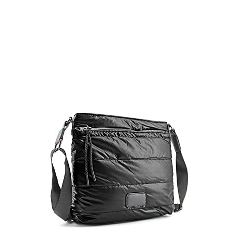 MODELISA - Bolso Bandolera Acolchado Correa Al Hombro Mujer (Negro)