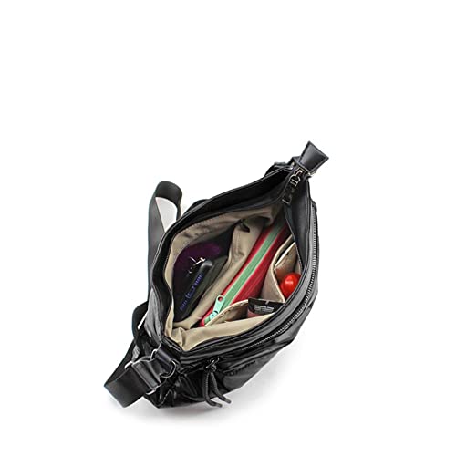 MODELISA - Bolso Bandolera Acolchado Correa Al Hombro Mujer (Negro)