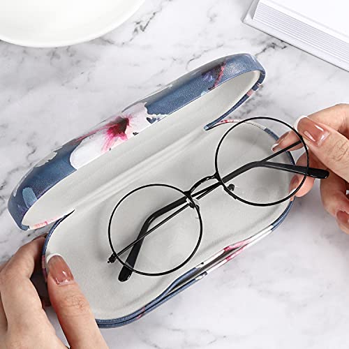 MoKo Estuche de Gafas de Doble Cara, 2 en 1 Caja Portátil de Lente de Contacto, Funda de Anteojos de PU Impermeable Ideal para Almacenar Gafas del Sol, Gafas, Lentes de Contacto, Flores & Mariposas