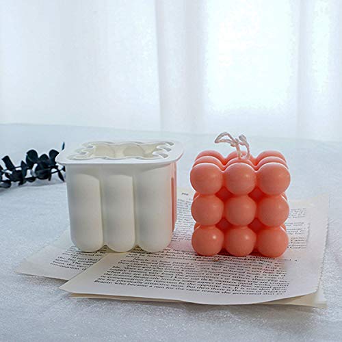 Molde de Vela, 2 Piezas Molde Silicona de Vela, Bricolaje 3D Cube Velas Molde para la Pasta de azúcar Artesanía Adornos Vela perfumada Cera de Soja