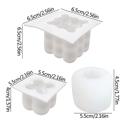 Molde de Vela de Silicona, DBAILY 3pcs Moldes para Velas Caseras 3D Cubo Velas Molde DIY Adornos Vela Perfumada Aromaterapia Bola Cubo de Artesanía Molde para Hornear Fondant Jabón Chocolate Pudín