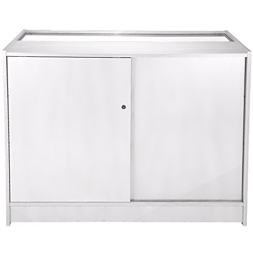 MonsterShop – Pegasus Set 3 Mostradores Mesas de Recepción mueble Oficina Mostradores Peluqueria Comercial Expositor| Blanco Brillante 120cm (anchura) x 60cm (profundidad) x 90cm (altura)